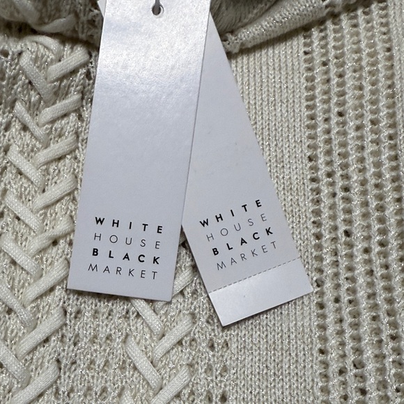 White House Black Market Ivory Knit Poncho - Picture 6 of 7